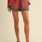 Annie Wear Contrast Plaid Long Sleeve Top and Shorts Set