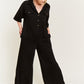 Basic Collar Shirt Wide leg Jumpsuit