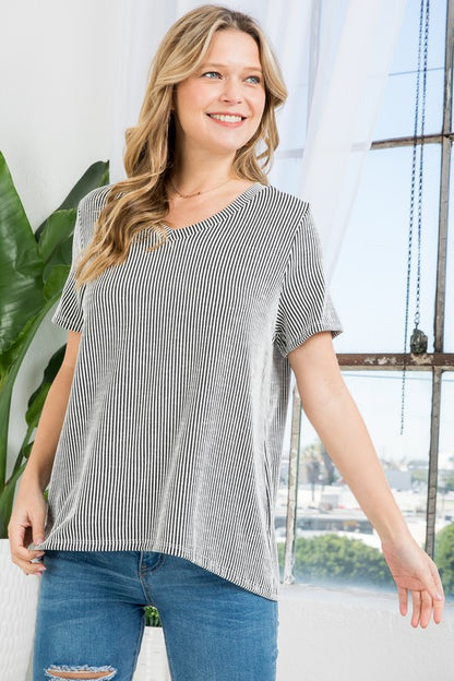 Plus Slub Rib Stripe Top