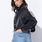 Crop Denim Jacket with Rhinestone Fringe