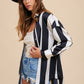 Annie Wear Striped Dropped Shoulder Button Up Shirt