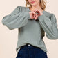 Mittoshop Round Neck Long Sleeve Rib Knit Top