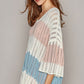 POL V-Neck Short Sleeve Stripe Weave Sweater