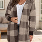 Plaid Long Sleeve Hooded Coat