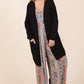 Mittoshop Open Front Long Sleeve Longline Cardigan