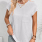 Round Neck Cap Sleeve Blouse