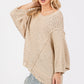 SAGE + FIG Distressed Asymmetrical Open Stitch Sweater