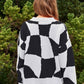 Multi Geo Checker Pullover Knit Sweater Top