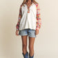 J.NNA Plaid Contrast Button Down Henley Top