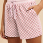 Annie Wear Checkered Round Neck Top and Drawstring Shorts Set