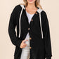 BOMBOM Textured Button Down Drawstring Hooded Shacket