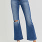 RISEN Full Size Distressed High Rise Crop Flare Jeans