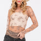 SAGE + FIG Mesh Long Sleeve Sheer Floral Embroidery Top