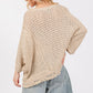 SAGE + FIG Distressed Asymmetrical Open Stitch Sweater