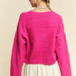 Davi & Dani Diamond Cable Pattern Drop Shoulder Sweater