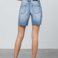 Ripped Raw Hem Bermuda Denim Shorts