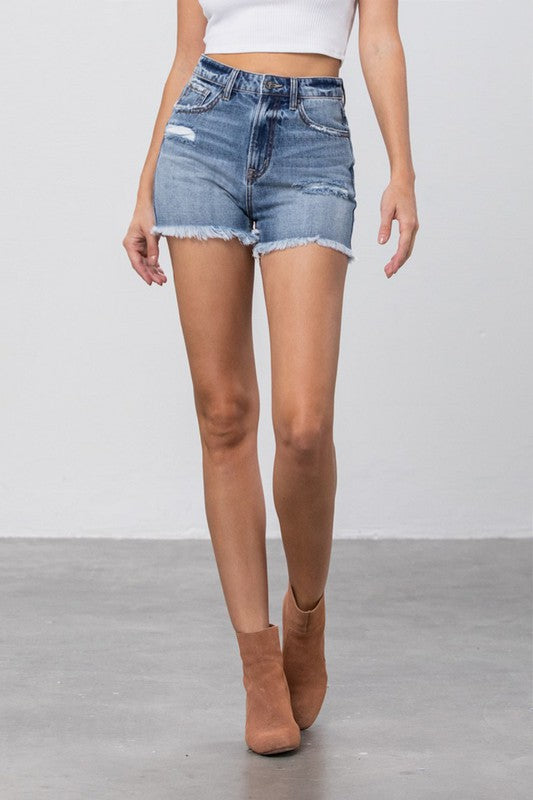 Frayed Denim Mom Shorts