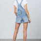 High Rise Roll Up Denim Overall Romper