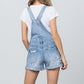 High Rise Roll Up Denim Overall Romper