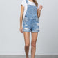 High Rise Roll Up Denim Overall Romper