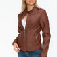 Snobbish PU Leather Biker Jacket with Side Zip Pockets