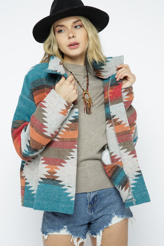 Soft Comfy Light Weight Aztec Pattern Jacket