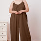 Double Take Full Size Ruffle Trim Tie Back Cami Jumpsuit with Pockets