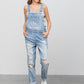 Patch Pocket Ripped Denim Overalls