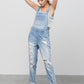 Patch Pocket Ripped Denim Overalls