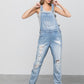 Patch Pocket Ripped Denim Overalls