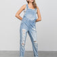 Patch Pocket Ripped Denim Overalls