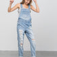 Patch Pocket Ripped Denim Overalls