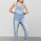 Patch Pocket Ripped Denim Overalls