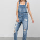 Patch Pocket Ripped Denim Overalls