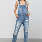 Patch Pocket Ripped Denim Overalls