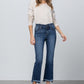 High Stretch Frayed Hem Crop Jeans