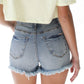 Ribbon Tie Frayed Denim Shorts