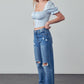 High Rise Straight Ankle Jeans