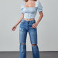 High Rise Straight Ankle Jeans