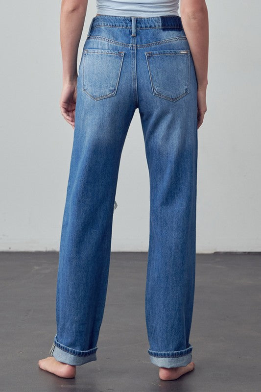 High Rise Straight Ankle Jeans