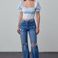 High Rise Straight Ankle Jeans