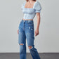 High Rise Straight Ankle Jeans