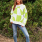 Multi Geo Checker Pullover Knit Sweater Top