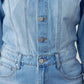 High Waist Flap Pocket Half Button Denim Jumpsuit