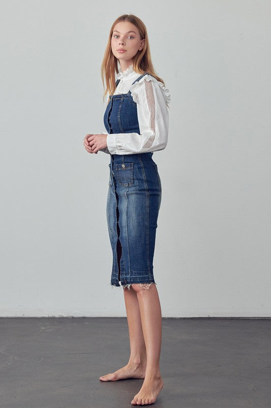 Suspenders Denim Skirt