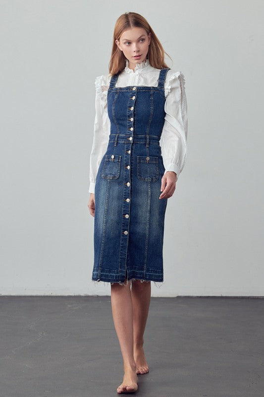 Suspenders Denim Skirt