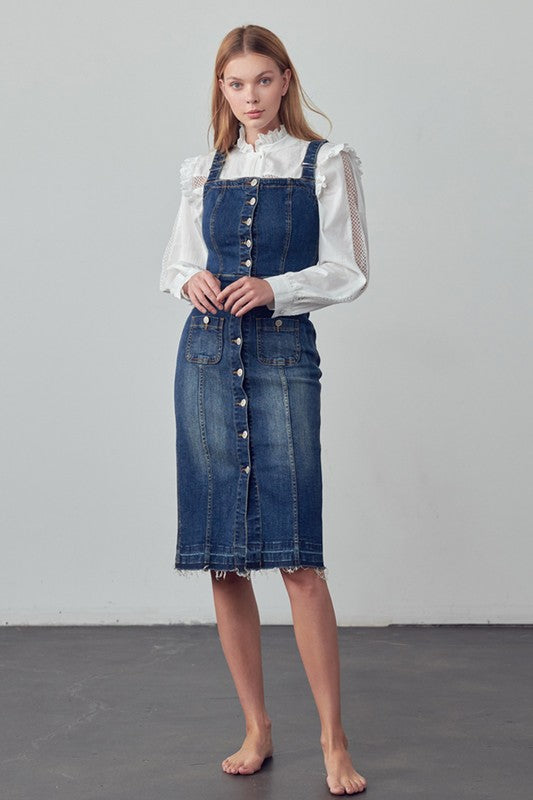 Suspenders Denim Skirt