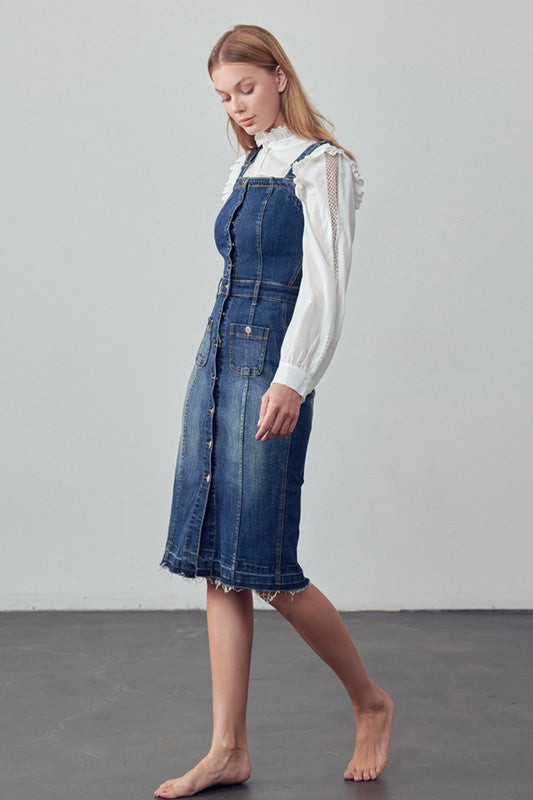 Suspenders Denim Skirt