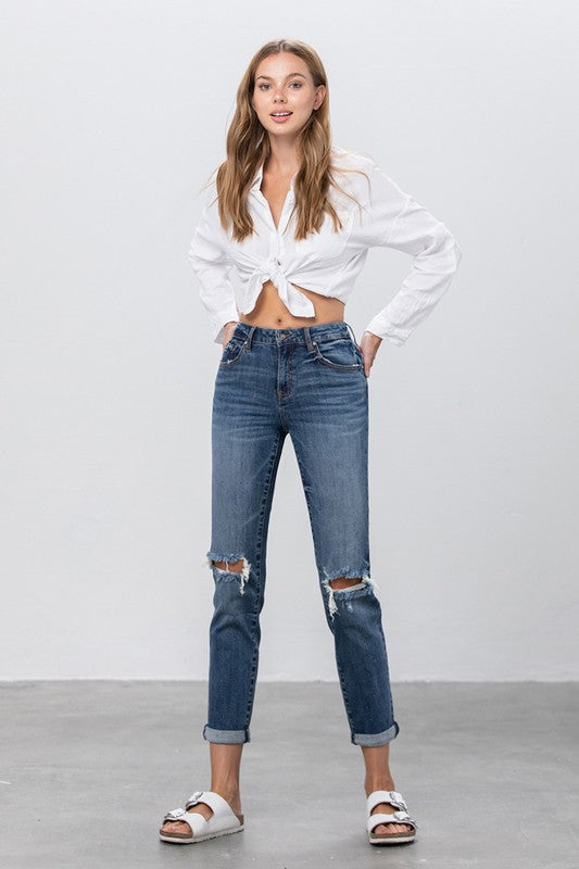 Mid-Rise Slim Boyfriend Jeans