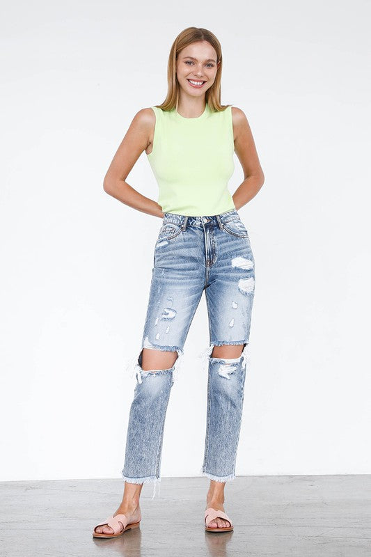 High Rise Straight Jeans